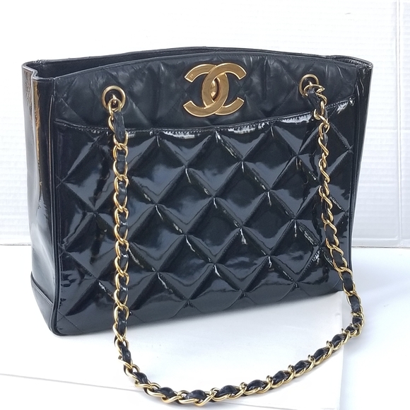 CHANEL Timeless Huge CC 24K Gold Plated Quilted leather chain strap Tote handbag - Picture 10 of 16